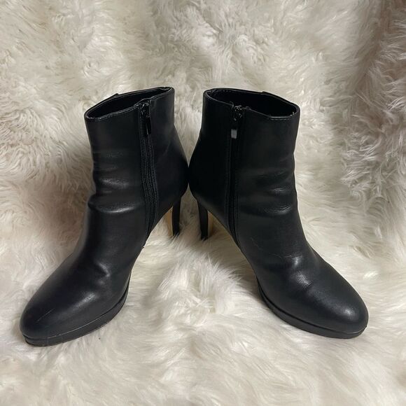 Nine West synthetic black ankle platform heel boots side zipper size 8M - Picture 4 of 10